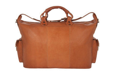 Reisetasche aus braunem Kalbsleder Frontansicht | Duke's Duffle